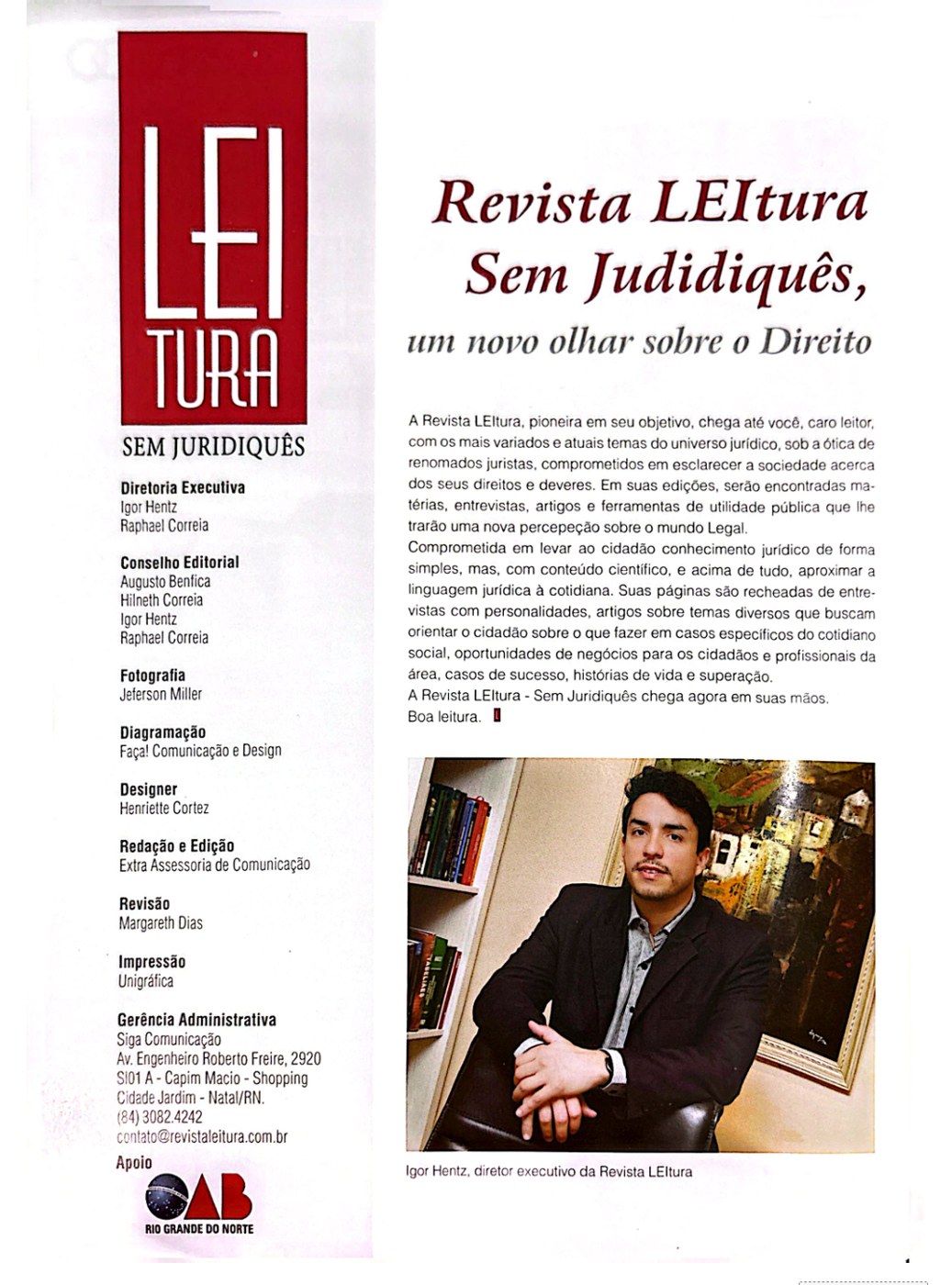 Revista LEItura — Sem Juridiquês, fundada e dirigida pelo Dr. Igor Hentz